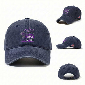 Overdose Awareness Washed Cotton Baseball Cap Remembering Those We Have Lost Dandelion Purple Ribbon Memorial