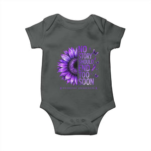 No Story Should End Too Soon Purple Sunflower Overdose Awareness Baby Onesie