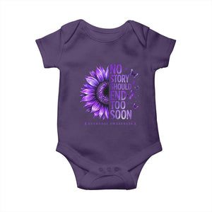 No Story Should End Too Soon Purple Sunflower Overdose Awareness Baby Onesie