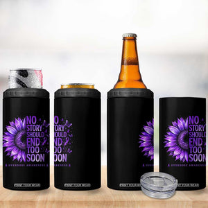 No Story Should End Too Soon Purple Sunflower Overdose Awareness 4 in 1 Can Cooler Tumbler