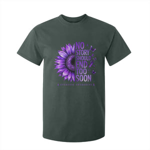 No Story Should End Too Soon Purple Sunflower Overdose Awareness T Shirt For Kid