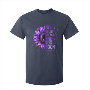 No Story Should End Too Soon Purple Sunflower Overdose Awareness T Shirt For Kid