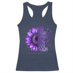 No Story Should End Too Soon Purple Sunflower Overdose Awareness Racerback Tank Top