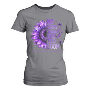 No Story Should End Too Soon Purple Sunflower Overdose Awareness T Shirt For Women