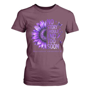 No Story Should End Too Soon Purple Sunflower Overdose Awareness T Shirt For Women