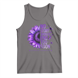 No Story Should End Too Soon Purple Sunflower Overdose Awareness Tank Top