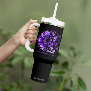No Story Should End Too Soon Purple Sunflower Overdose Awareness Tumbler With Handle