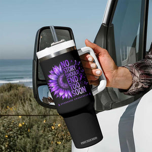 No Story Should End Too Soon Purple Sunflower Overdose Awareness Tumbler With Handle