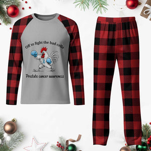 Prostate Cancer Awareness Plaid Pajama Set Rooster Light Blue Ribbon Survivor Chemotherapy Gift