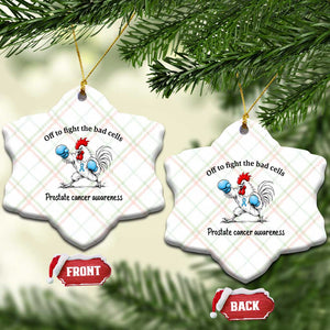 Prostate Cancer Awareness Ceramic Ornament Rooster Light Blue Ribbon Survivor Chemotherapy Gift
