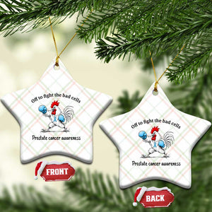 Prostate Cancer Awareness Ceramic Ornament Rooster Light Blue Ribbon Survivor Chemotherapy Gift