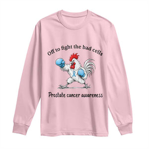 Prostate Cancer Awareness Long Sleeve Shirt Rooster Light Blue Ribbon Survivor Chemotherapy Gift
