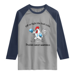 Prostate Cancer Awareness Raglan Shirt Rooster Light Blue Ribbon Survivor Chemotherapy Gift