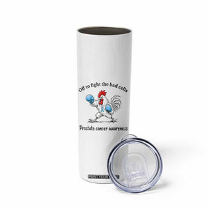 Prostate Cancer Awareness Skinny Tumbler Rooster Light Blue Ribbon Survivor Chemotherapy Gift