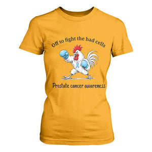 Prostate Cancer Awareness T Shirt For Women Rooster Light Blue Ribbon Survivor Chemotherapy Gift