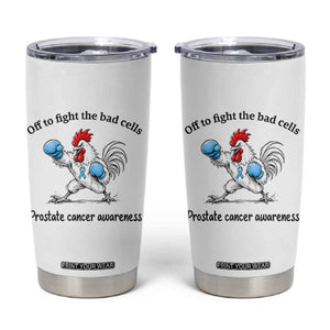 Prostate Cancer Awareness Tumbler Cup Rooster Light Blue Ribbon Survivor Chemotherapy Gift