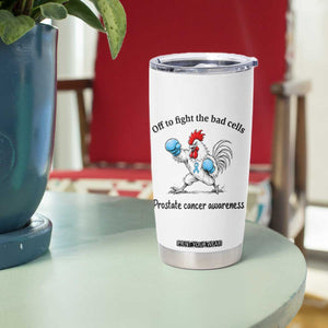 Prostate Cancer Awareness Tumbler Cup Rooster Light Blue Ribbon Survivor Chemotherapy Gift