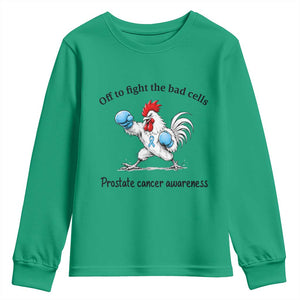 Prostate Cancer Awareness Youth Sweatshirt Rooster Light Blue Ribbon Survivor Chemotherapy Gift
