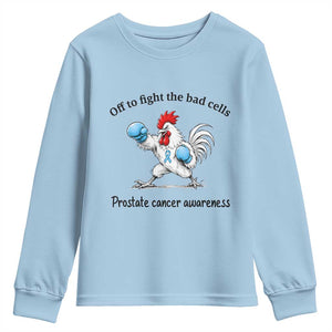 Prostate Cancer Awareness Youth Sweatshirt Rooster Light Blue Ribbon Survivor Chemotherapy Gift