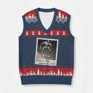 Knights Meme V-Neck Knit Sweater Vest Born to Jest Forced to Joust TS10 Navy Red Print Your Wear