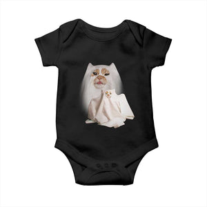 Funny Halloween Ghost Cat Meme Baby Onesie TS10 Black Print Your Wear