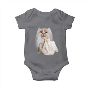 Funny Halloween Ghost Cat Meme Baby Onesie TS10 Charcoal Print Your Wear