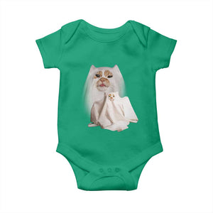 Funny Halloween Ghost Cat Meme Baby Onesie TS10 Irish Green Print Your Wear