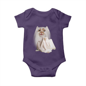 Funny Halloween Ghost Cat Meme Baby Onesie TS10 Purple Print Your Wear
