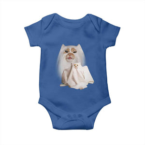 Funny Halloween Ghost Cat Meme Baby Onesie TS10 Royal Blue Print Your Wear