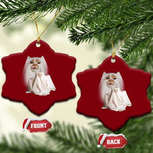 Funny Halloween Ghost Cat Meme Ceramic Ornament TS10 Print Your Wear