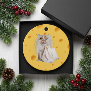 Funny Halloween Ghost Cat Meme Ceramic Ornament TS10 1pc Yellow Cheese Print Your Wear