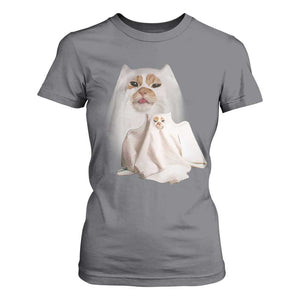 Funny Halloween Ghost Cat Meme T Shirt For Women TS10 Charcoal Print Your Wear