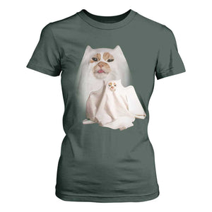Funny Halloween Ghost Cat Meme T Shirt For Women TS10 Dark Forest Green Print Your Wear