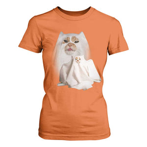 Funny Halloween Ghost Cat Meme T Shirt For Women TS10 Orange Print Your Wear
