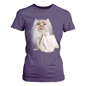 Funny Halloween Ghost Cat Meme T Shirt For Women TS10 Purple Print Your Wear