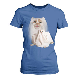 Funny Halloween Ghost Cat Meme T Shirt For Women TS10 Royal Blue Print Your Wear
