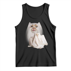 Funny Halloween Ghost Cat Meme Tank Top TS10 Black Print Your Wear