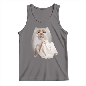 Funny Halloween Ghost Cat Meme Tank Top TS10 Deep Heather Print Your Wear