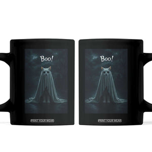 Cat Halloween Coffee Mug Spooky Season Ghost Kitten Haunted Mansion TS10 Black Print Your Wear