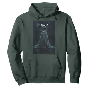Cat Halloween Hoodie Spooky Season Ghost Kitten Haunted Mansion TS10 Dark Forest Green Print Your Wear