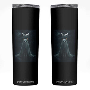 Cat Halloween Skinny Tumbler Spooky Season Ghost Kitten Haunted Mansion TS10 Black Print Your Wear