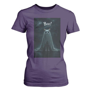 Cat Halloween T Shirt For Women Spooky Season Ghost Kitten Haunted Mansion TS10 Purple Print Your Wear