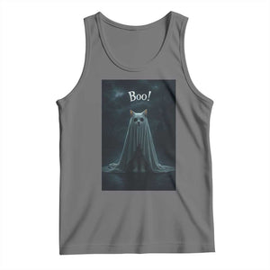 Cat Halloween Tank Top Spooky Season Ghost Kitten Haunted Mansion TS10 Black Heather Print Your Wear