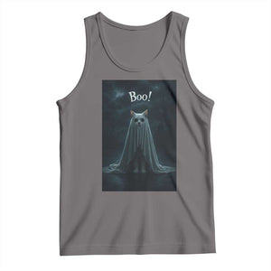 Cat Halloween Tank Top Spooky Season Ghost Kitten Haunted Mansion TS10 Deep Heather Print Your Wear