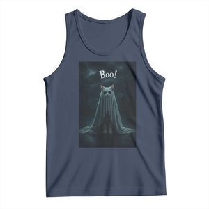 Cat Halloween Tank Top Spooky Season Ghost Kitten Haunted Mansion TS10 Navy Print Your Wear