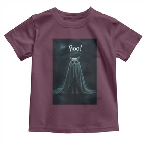Cat Halloween Toddler T Shirt Spooky Season Ghost Kitten Haunted Mansion TS10 Maroon Print Your Wear