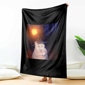 Wizard Cat Throw Blanket Weird Funny Retro Halloween Orange Cat Meme TS10 Print Your Wear