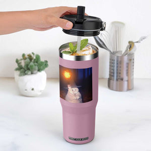 Wizard Cat Flip Straw Tumbler Weird Funny Retro Halloween Orange Cat Meme TS10 One Size: 30 oz Light Pink Print Your Wear
