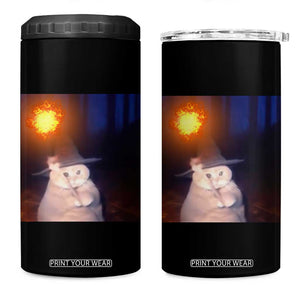 Wizard Cat 4 in 1 Can Cooler Tumbler Weird Funny Retro Halloween Orange Cat Meme TS10 One Size: 16 oz Black Print Your Wear