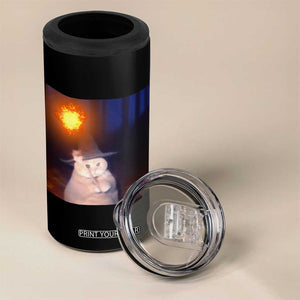 Wizard Cat 4 in 1 Can Cooler Tumbler Weird Funny Retro Halloween Orange Cat Meme TS10 Print Your Wear